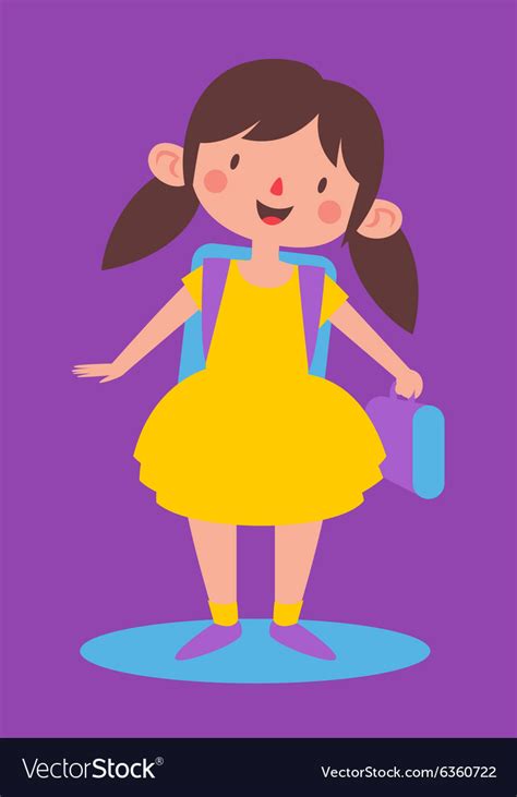Cute Girl Ready To Go Back School Royalty Free Vector Image