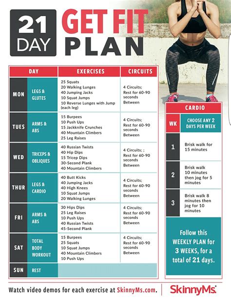 21 Day Get Fit Plan 21 Day Workout 21 Day Fix Workouts Best Gym