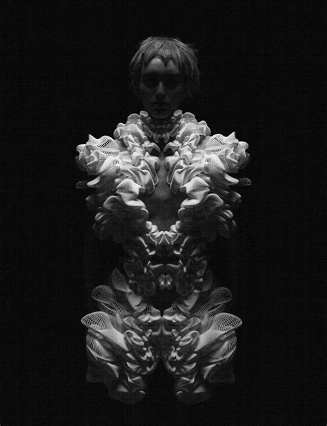 3d printed dress by iris van herpen with architect daniel widrig and mgx escapism couture