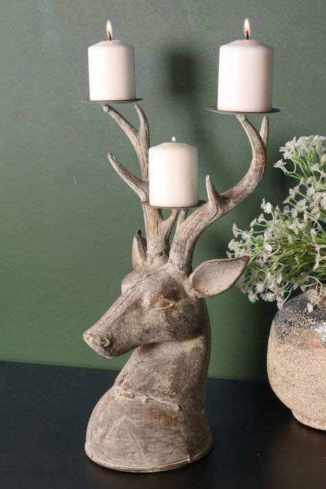 New Pottery Barn Faux Antler Bowl Candle Holder Large Rustic Lodge Deer