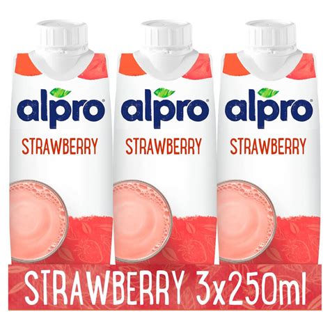 Alpro Soya Strawberry Longlife Drink 3 X250 Ml Tesco Groceries