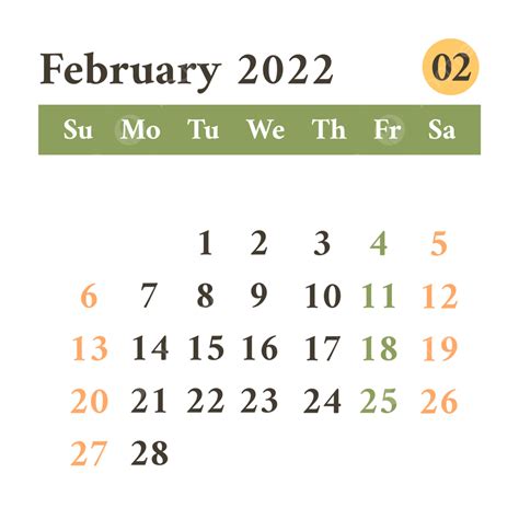 February Calendar Png Transparent Design Calendar Of February 2022