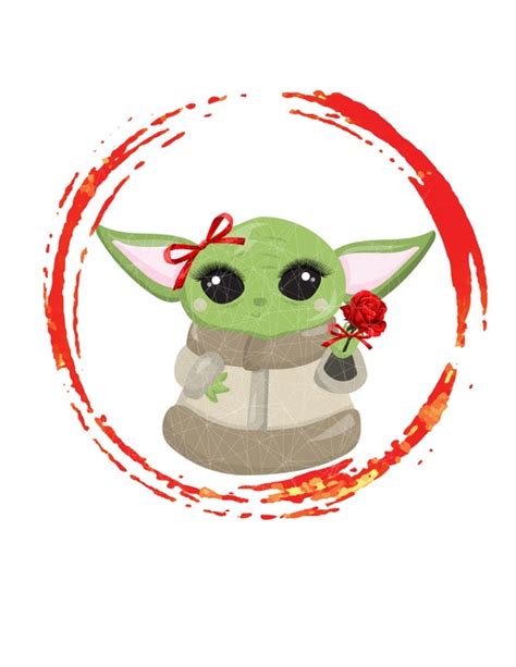 Baby Yoda Girl With Flower Mothers Day Baby Shower Or Etsy