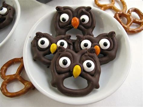 Chocolate Covered Pretzel Owls Recipe Easy To Make No Tempering Required Pretzel Treats
