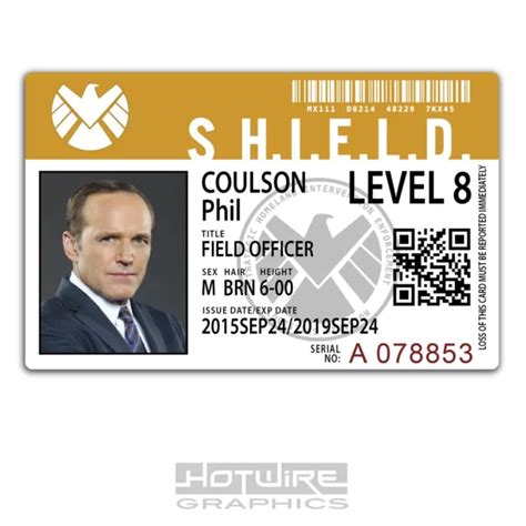 Plastic Id Card Tv And Film Prop Agent Phil Coulson Marvel Agents Of