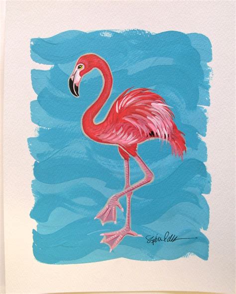 Colorful Pink Flamingo Acrylic Painting