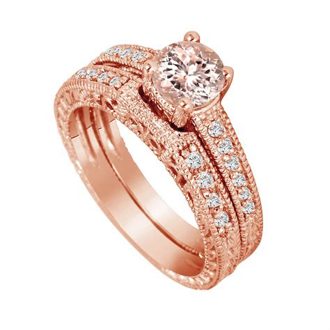 Morganite And Diamond Engagement Ring 14k Rose Gold 101 Carat And