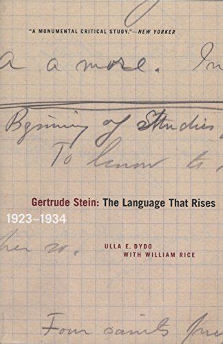 Gertrude Stein The Language That Rises 1923 1934 9780810125261