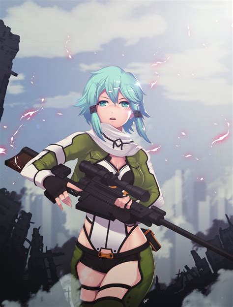 Sinon Sword Art Online Drawn By Getorade1999 Danbooru