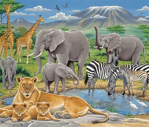 At The Watering Hole African Animals Animals Animal Posters