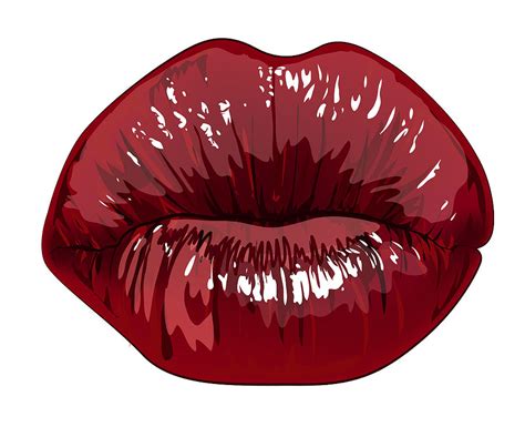 Lips Hand Drawn Highly Details Graphic Red Illustration Vector Element