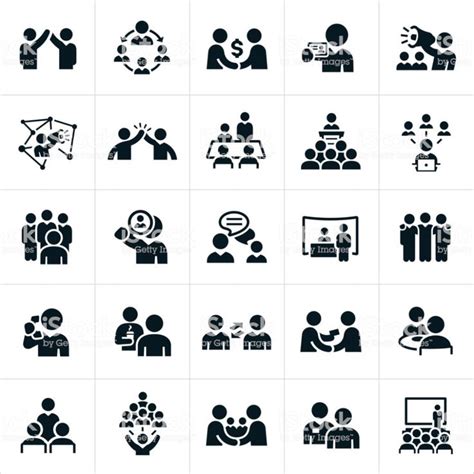 A Set Of Business Networking Icons The Icons Show Several Different