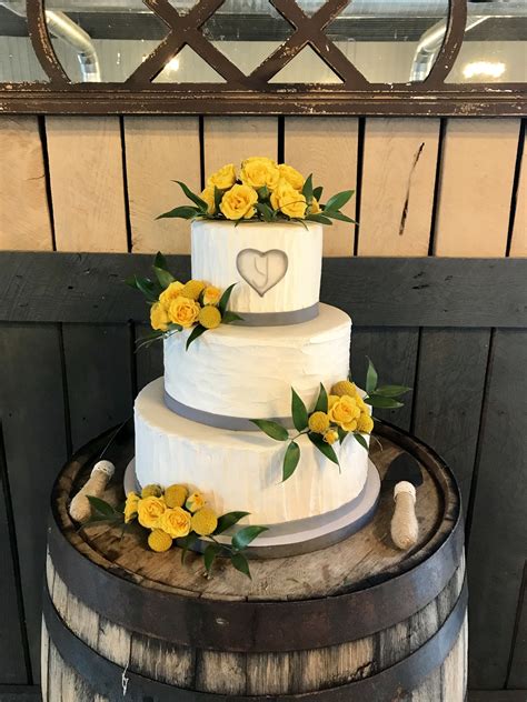 Yellow And Grey Wedding Cake With Textured Buttercream Gray Wedding