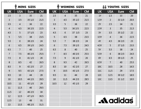 Adidas Womens Size Chart Shoes
