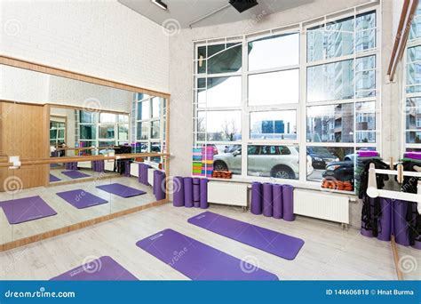 Empty Space In Fitness Center Yoga Mats Stock Photo Image Of