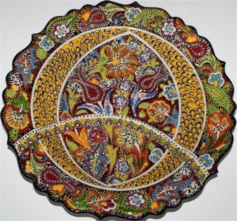 Handmade Turkish Iznik Floral Pattern Cini Plate Anatolian Artifacts