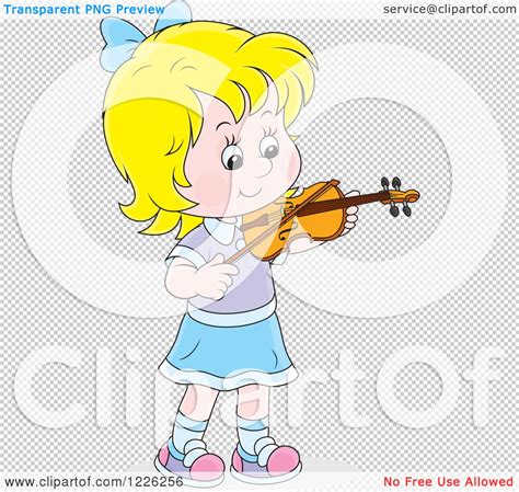 Clipart Of A Caucasian Girl Violinist Royalty Free Vector