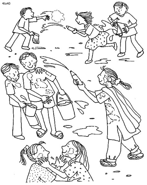 Holi Festival For Kids Coloring Page Free Printable Coloring Pages