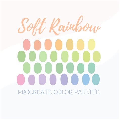 Procreate Color Palette Soft Rainbow Digital Color Palette Etsy
