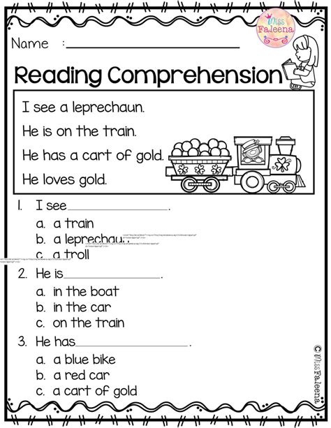 1st Grade Reading Comprehension Worksheets Multiple Choice For July