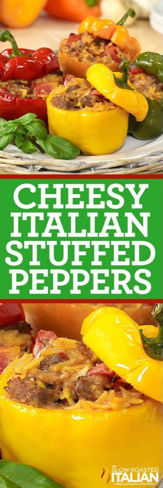 Cheesy Italian Stuffed Peppers With Video In 2020 Italian Stuffed