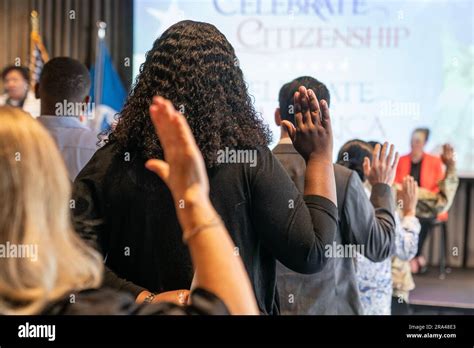 New Naturalized Us Citizen Take Oath Of Allegiance At Special