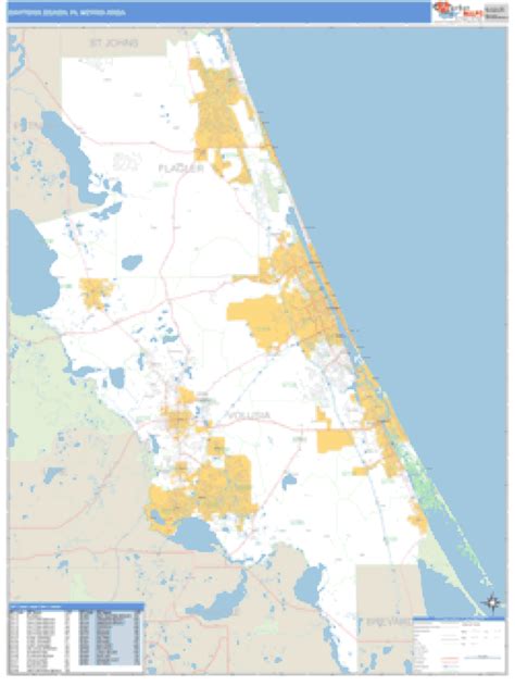 Daytona Beach Florida Metro Area Wall Map