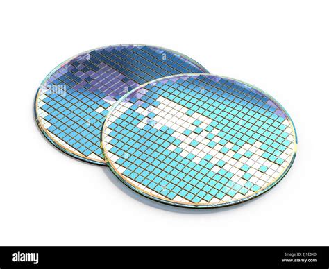 3d Rendering Silicon Wafer Plates For Semiconductor Manufacturing Stock