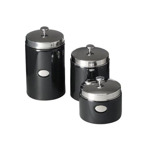 Black Contempo Canisters Set Of 3 Ceramic Canister Set Black