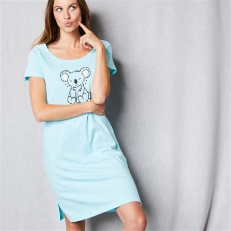 chemise de nuit coton manches courtes motif koala courte pour femme blancheporte unpyjama