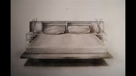 How To Draw One Point Perspective Bed Furniture Youtube