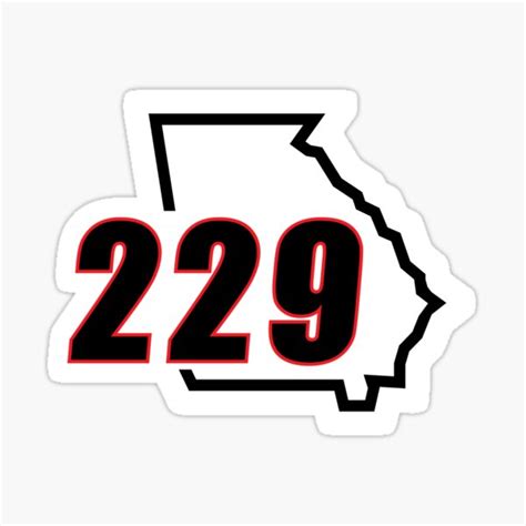 Red And Black Georgia 229 Area Code On Black Sticker For Sale By