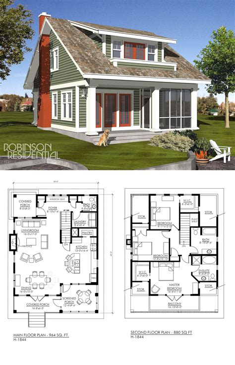 Craftsman H 1844 Robinson Plans Cottage Floor Plans Cottage Plan