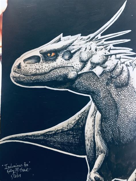 Indominus Rex Original Art Ilustración De Dinosaurios Dibujo Etsy
