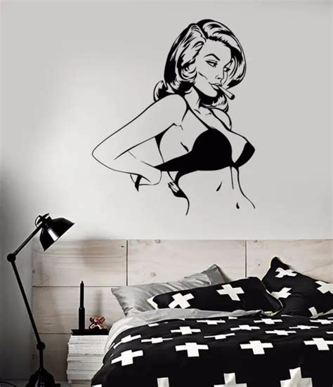 VINYL WALL DECAL Girl Sexy Pin Up Naked Women Retro Stickers Ig