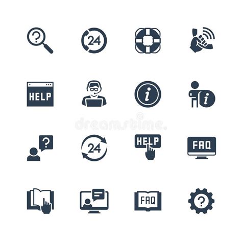 Help And Support Icons In Glyph Style Stock Vector Illustration Of