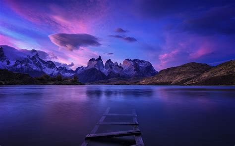 Download Wallpapers Patagonia Evening Landscape Chile Mountain Lake
