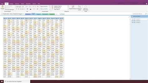 Onenote Kalender 2022 Notevorlagende