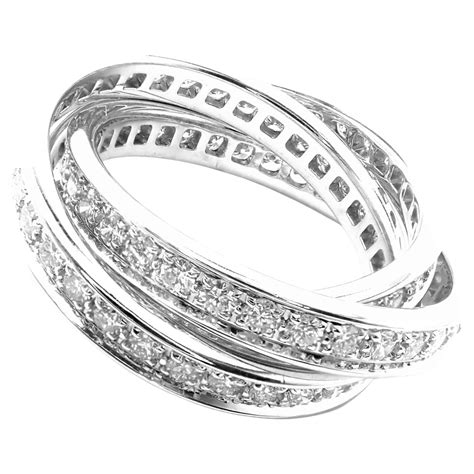 cartier trinity de cartier diamond white gold and ceramic ring for sale at 1stdibs cartier