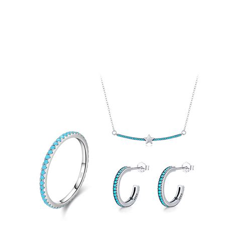 Vintage Turquoise Sterling Silver Necklace Earring Ring Set DANS00010