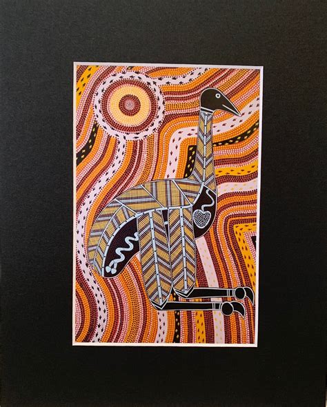 Murra Wolka Read To Frame Aboriginal Art Print 25cm X 21cm Emu