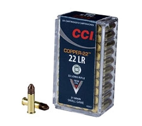 Cci Copper 22 50 Rounds 22lr 1850fps 21 Grain Rimfire Copper Ammo 925cc