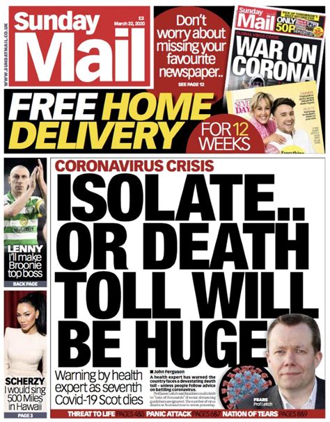 Scotlands Papers Isolate Or Death Toll Will Be Huge Bbc News
