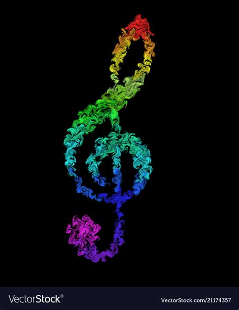 Rainbow Colored Music Note Burning Smeared Color