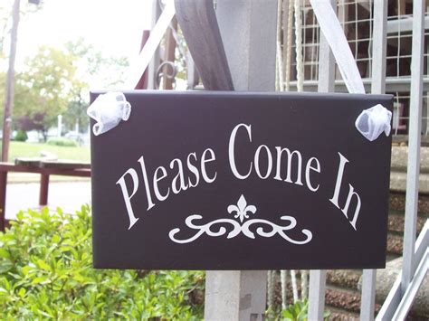 Please Come In Wood Vinyl Sign Open Welcome Sign Office Supply Etsy