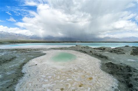 Beautiful Nature Landscape View Of Emerald Salt Lake Stock Image