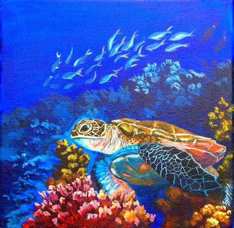 Painting A Sea Turtle Step By Step Acrylic Tutorial Live Stream The Art