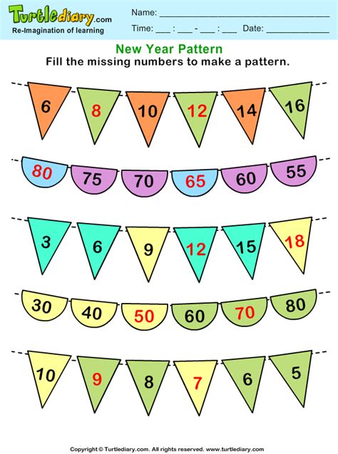 Number Patterns Worksheets Grade 1