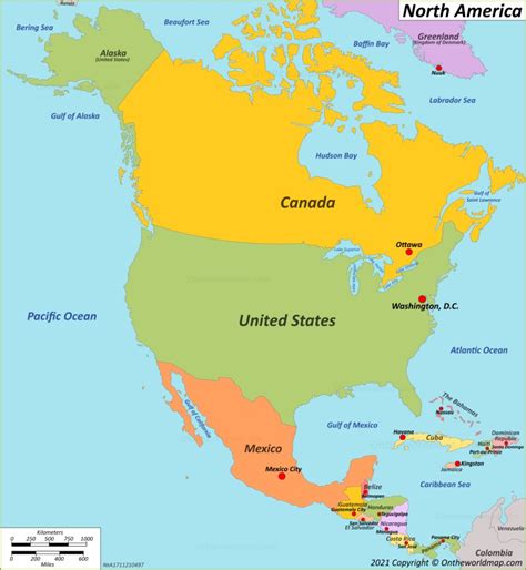 Map Of America Countries And Capitals Map Of World