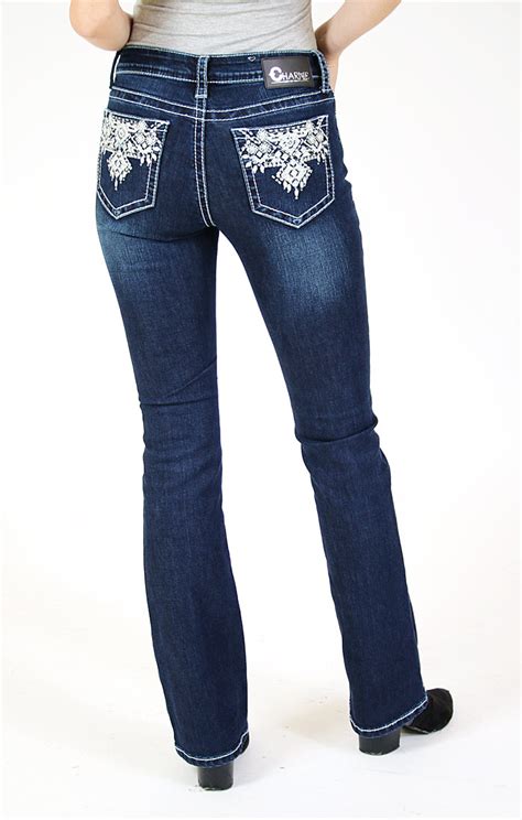 Womens Western Diamond Embellished Easy Bootcut Jeans Charmejeans